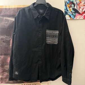 HUF Black Shirt with Patterned Pocket